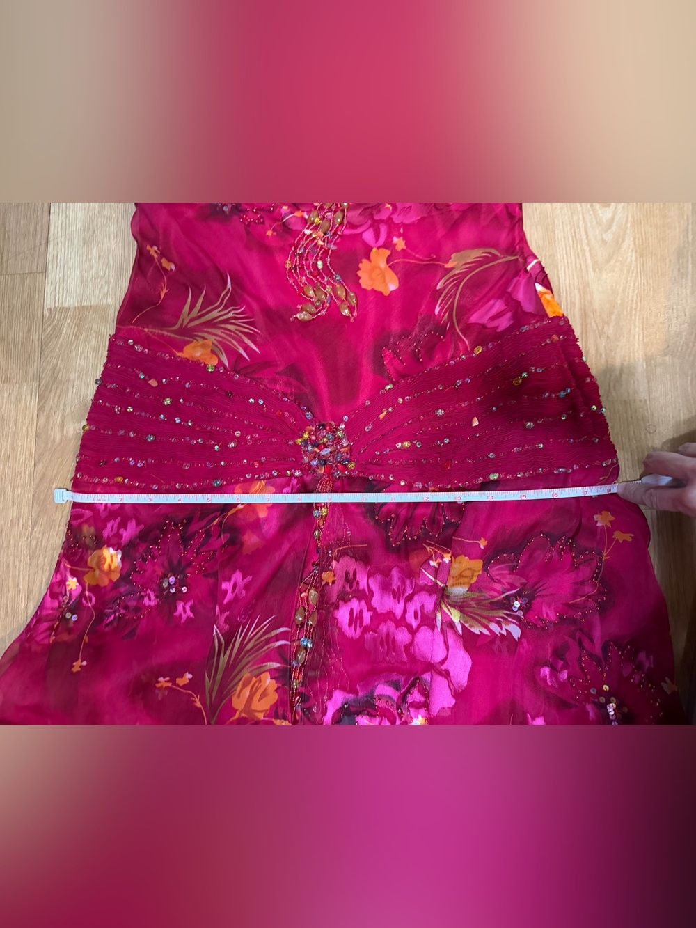 Vintage Sue Wong Nocturne Y2K Beaded Silk Floral Evening Dress - Size 10 - Picture 14 of 15
